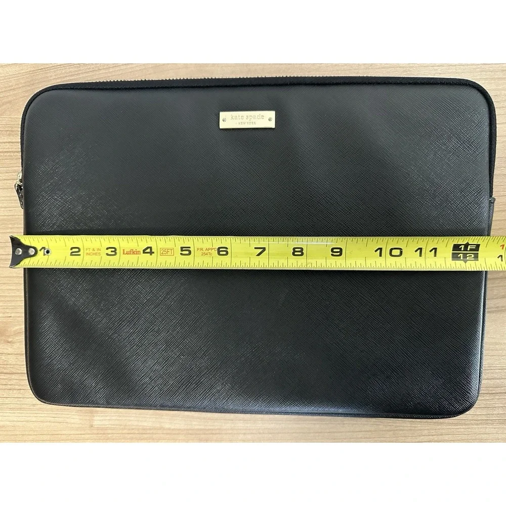 Kate Spade Laptop Sleeve 12 Inch Black Saffiano Leather Pink Lining Case